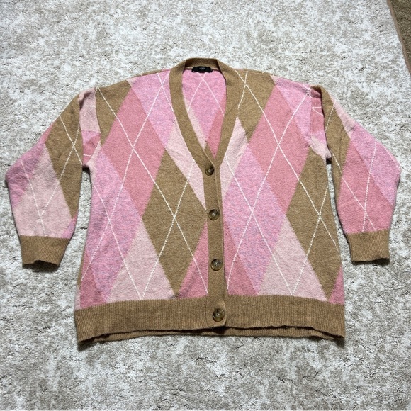 J. Crew Pink and Tan Cardigan Sweater with Soft Texture - Picture 1 of 7